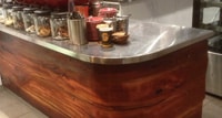 curved timber counter