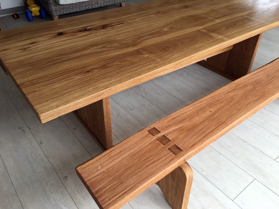 Timber slab dining table